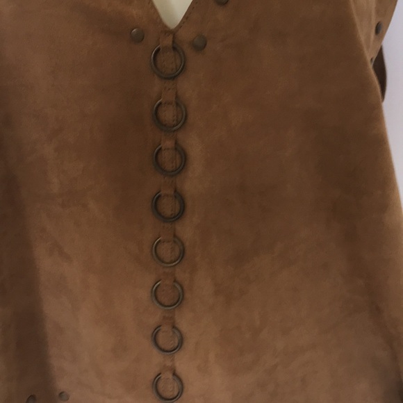 Free People Brown Sleeveless Suede Grommet Accents Top Size Small - Picture 3 of 5